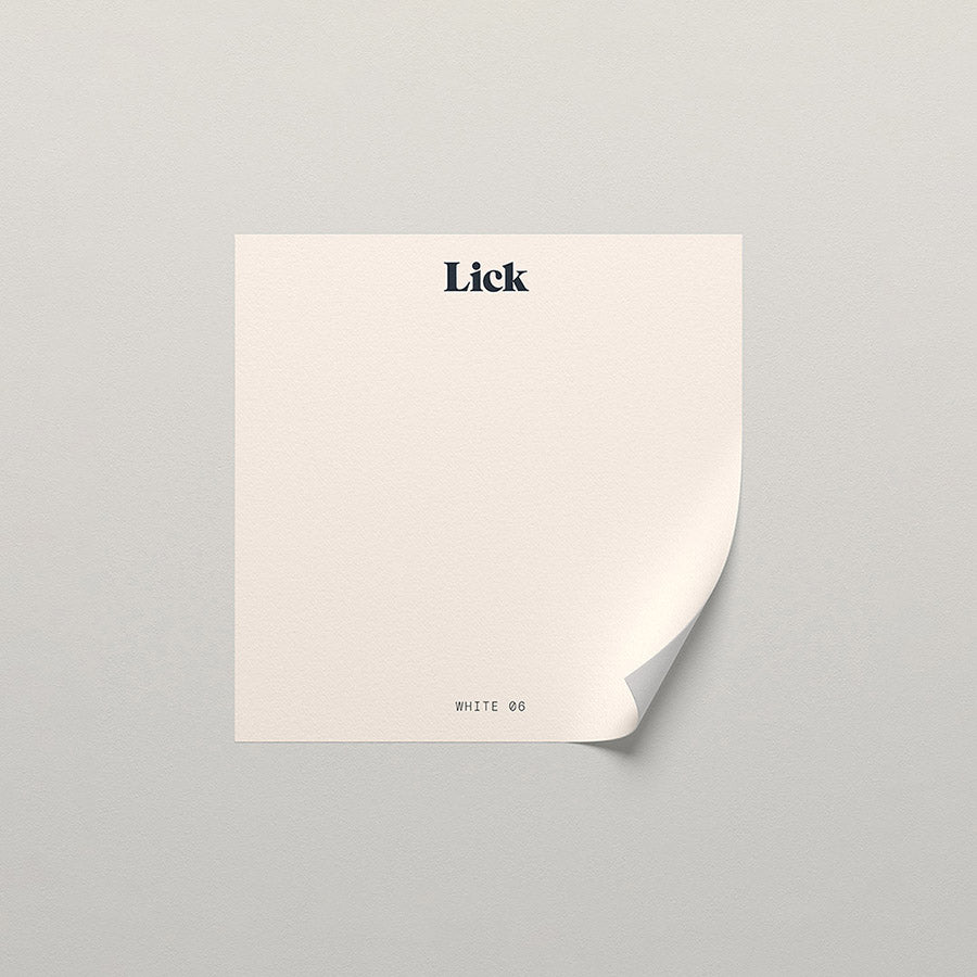 Lick peel and stick sample in White 06 paint shade
