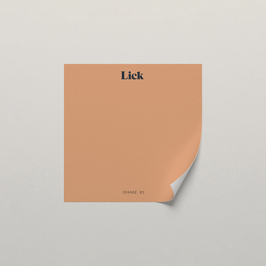 Lick peel and stick sample in Orange 03 paint shade