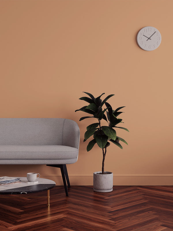 Living room decorated in Lick Orange 03 paint shade