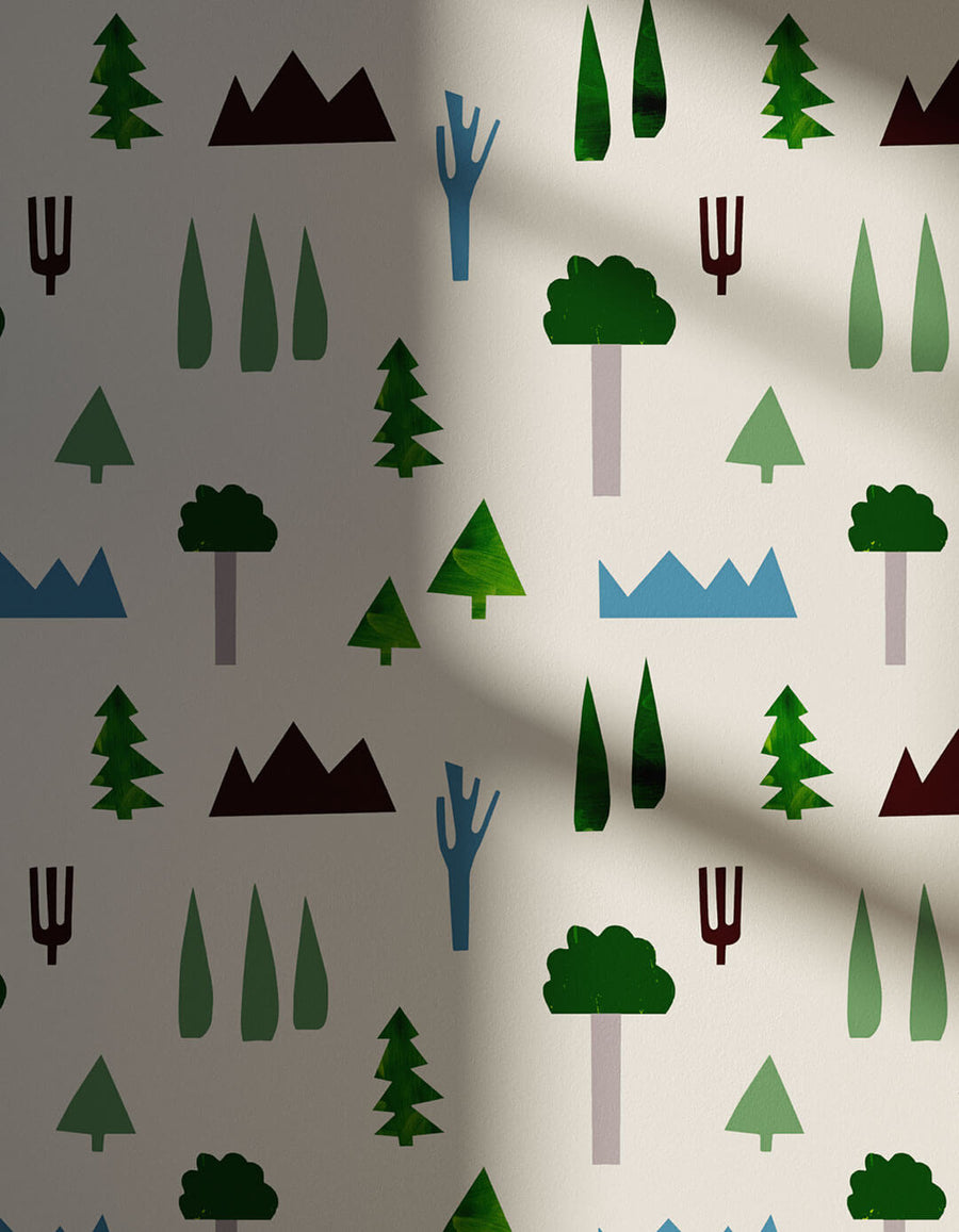 Shadowed wall decorated in Trees 01