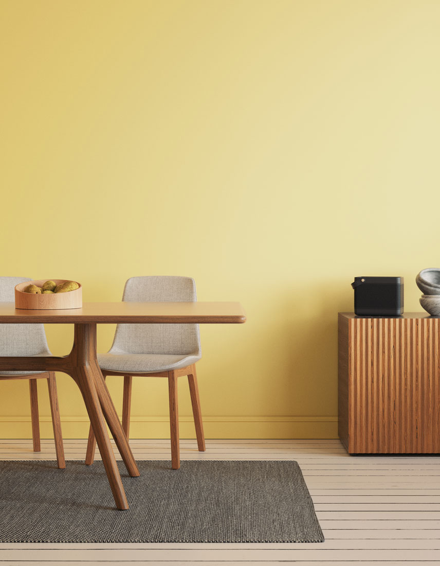 Living room decorated in Lick Yellow 01