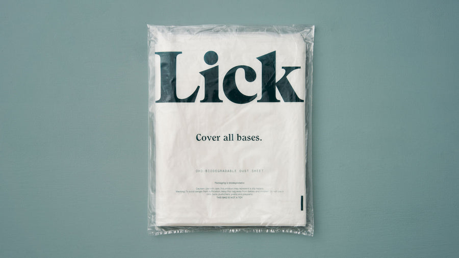Lick Biodegradable Dust Sheet Supplies on teal background