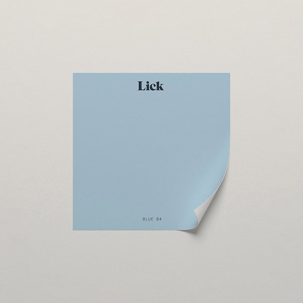 Lick peel and stick sample in Blue 04 paint shade