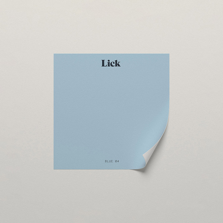 Lick peel and stick sample in Blue 04 paint shade