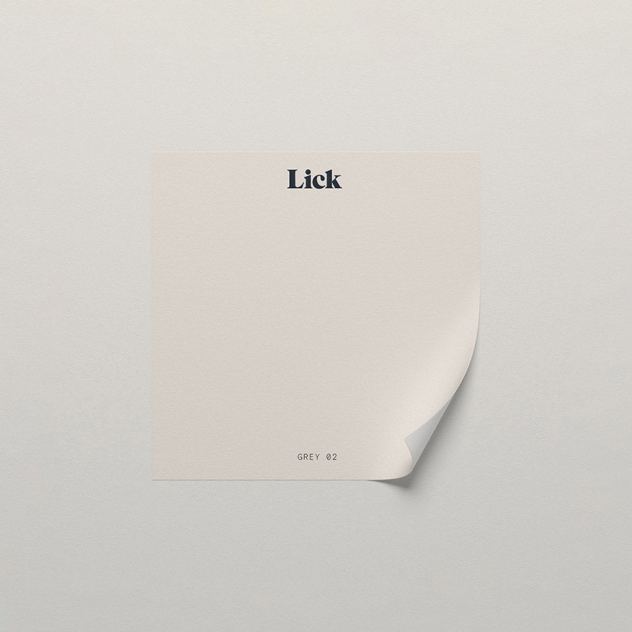 Lick peel and stick sample in Grey 02 paint shade