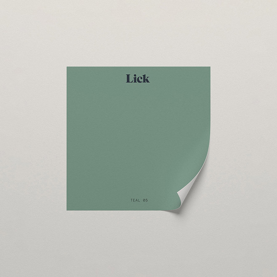 Lick peel and stick sample in Teal 05 paint shade