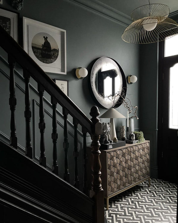 Hallway painted in Lick Black 02 paint