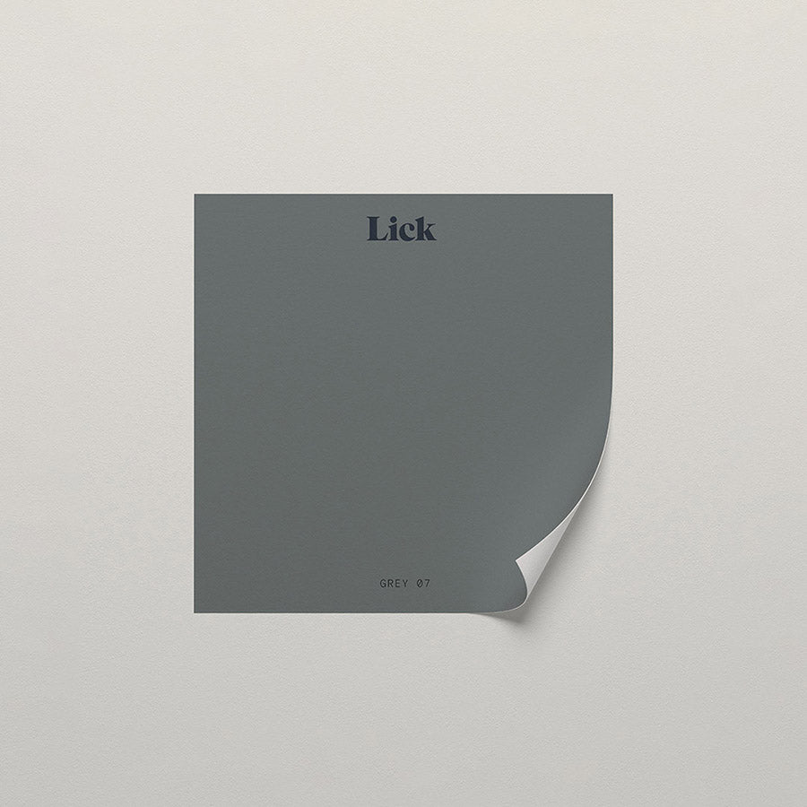 Lick peel and stick sample in Grey 07 paint shade