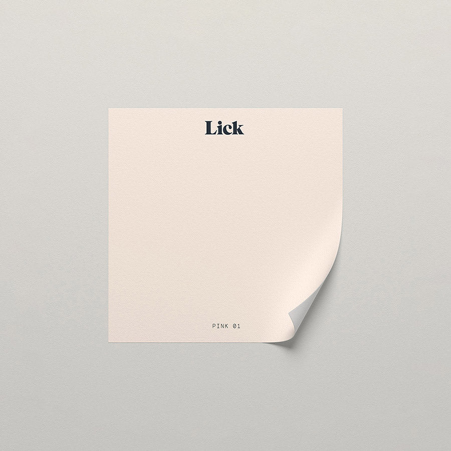 Lick peel and stick sample in Pink 01 paint shade