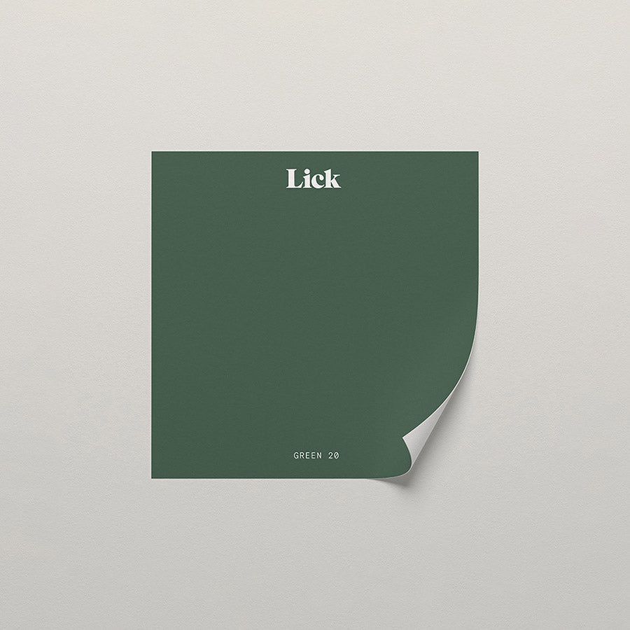 Lick peel and stick sample in Green 20 paint shade