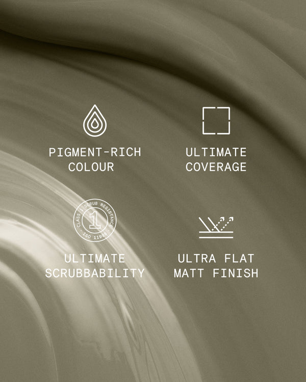 Supreme paint is ultra flat matt and pigment rich with ultimate coverage and scrubbability