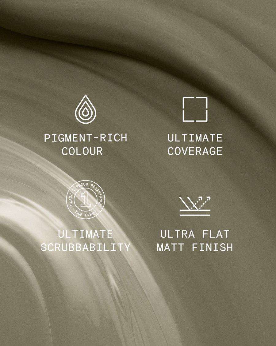 Supreme paint is ultra flat matt and pigment rich with ultimate coverage and scrubbability