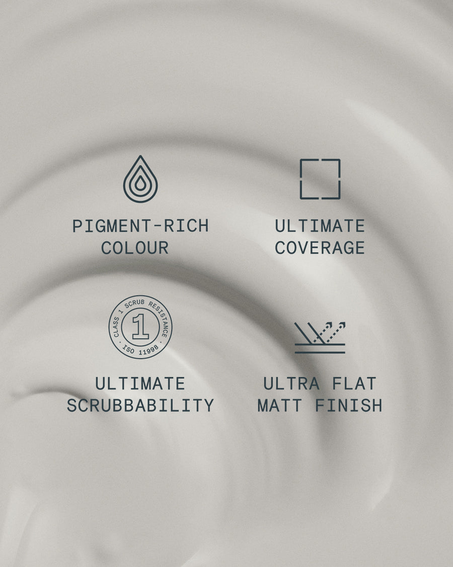 Supreme paint is ultra flat matt and pigment rich with ultimate coverage and scrubbability