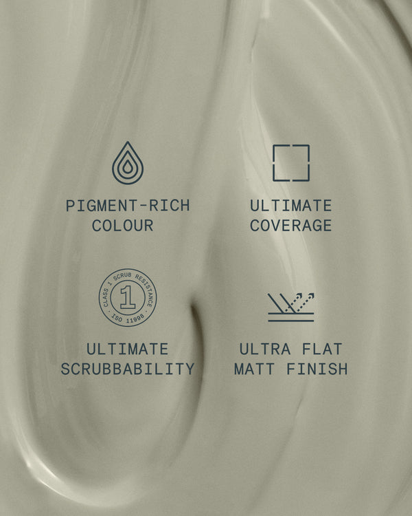 Supreme paint is ultra flat matt and pigment rich with ultimate coverage and scrubbability