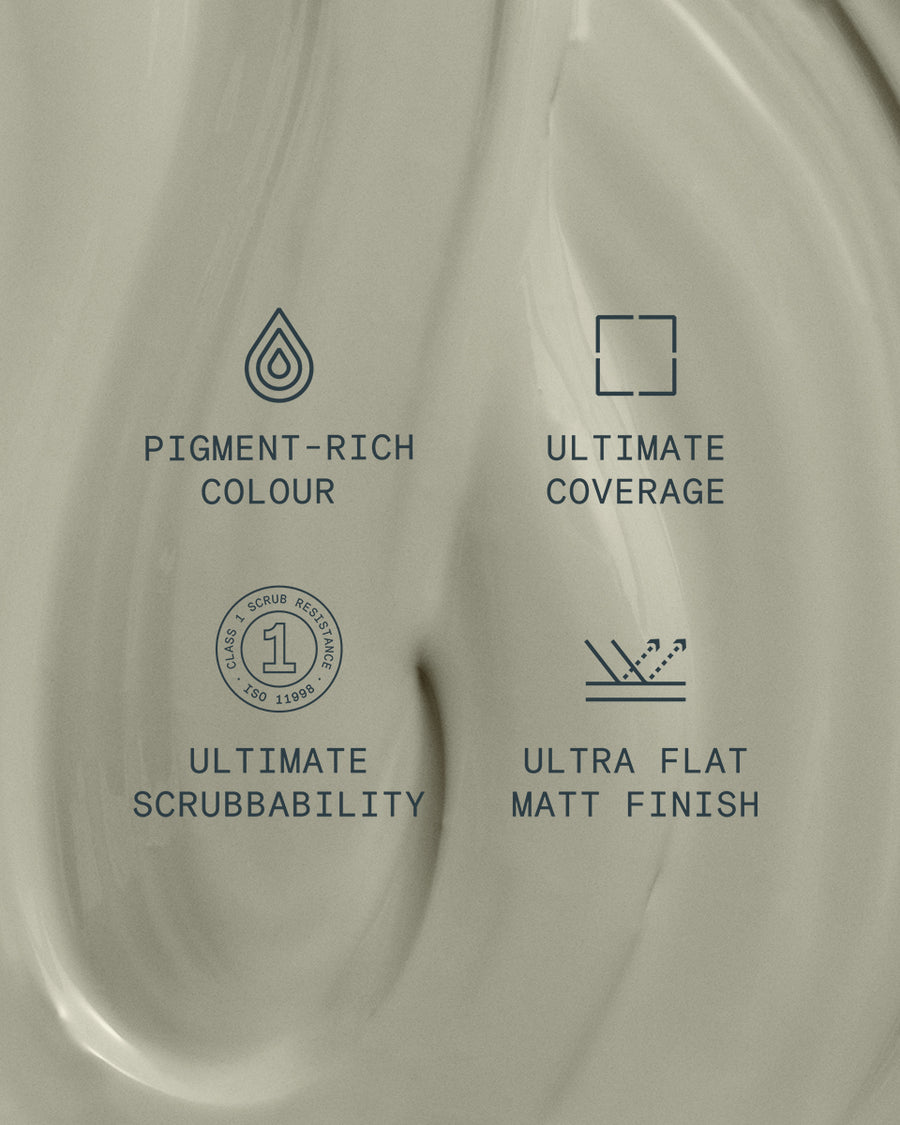 Supreme paint is ultra flat matt and pigment rich with ultimate coverage and scrubbability