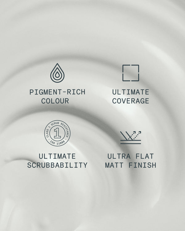 Supreme paint is ultra flat matt and pigment rich with ultimate coverage and scrubbability