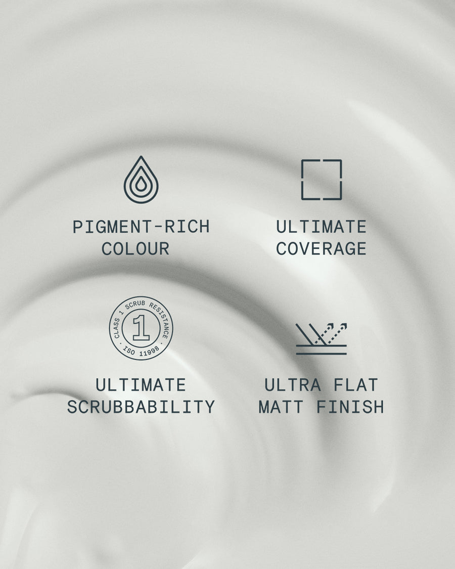 Supreme paint is ultra flat matt and pigment rich with ultimate coverage and scrubbability