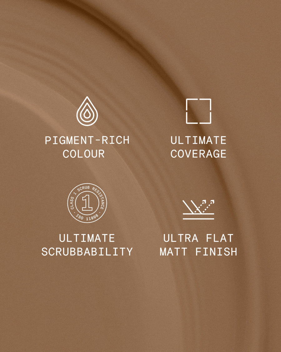 Supreme paint is ultra flat matt and pigment rich with ultimate coverage and scrubbability