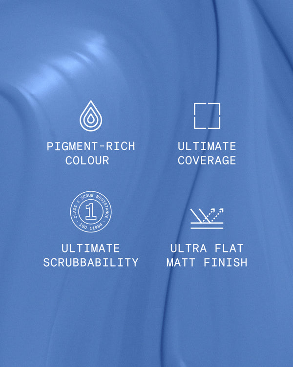 Supreme paint is ultra flat matt and pigment rich with ultimate coverage and scrubbability
