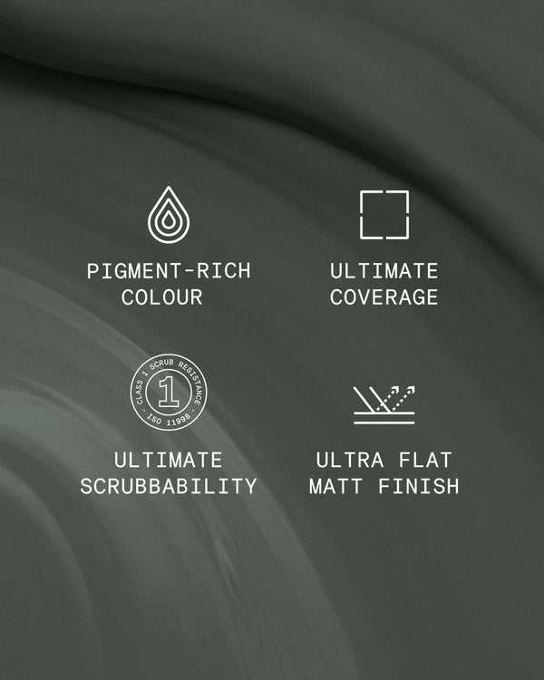 Supreme paint is ultra flat matt and pigment rich with ultimate coverage and scrubbability