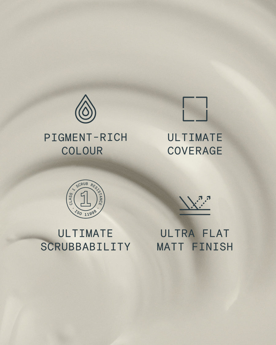 Supreme paint is ultra flat matt and pigment rich with ultimate coverage and scrubbability
