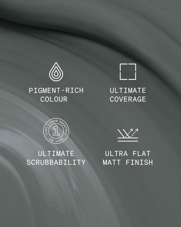 Supreme paint is ultra flat matt and pigment rich with ultimate coverage and scrubbability