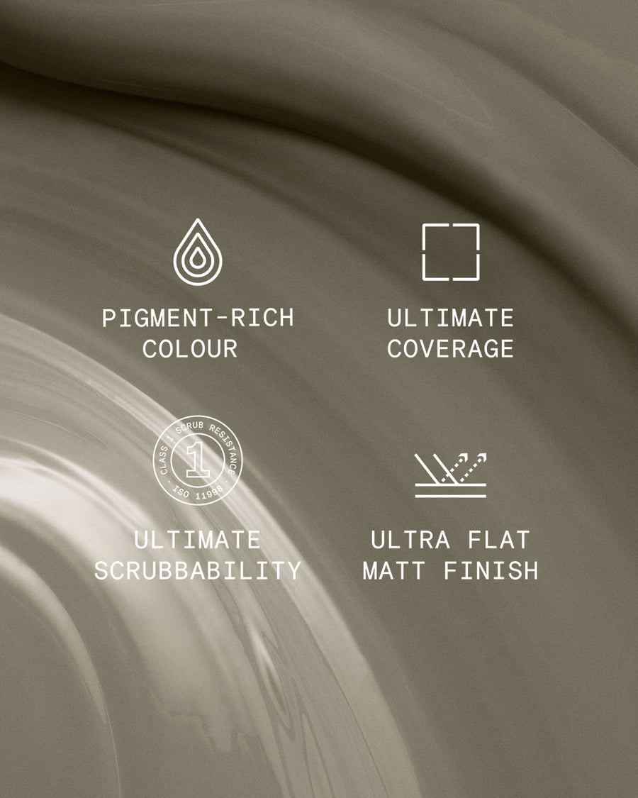 Supreme paint is ultra flat matt and pigment rich with ultimate coverage and scrubbability
