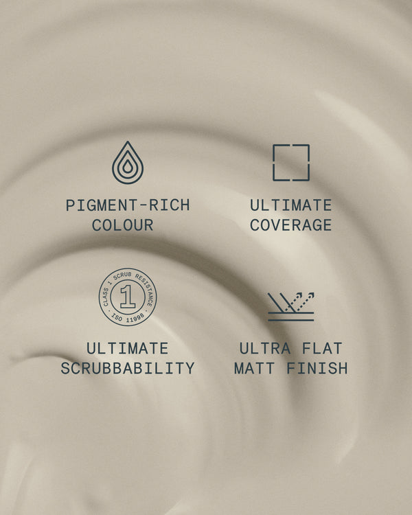 Supreme paint is ultra flat matt and pigment rich with ultimate coverage and scrubbability