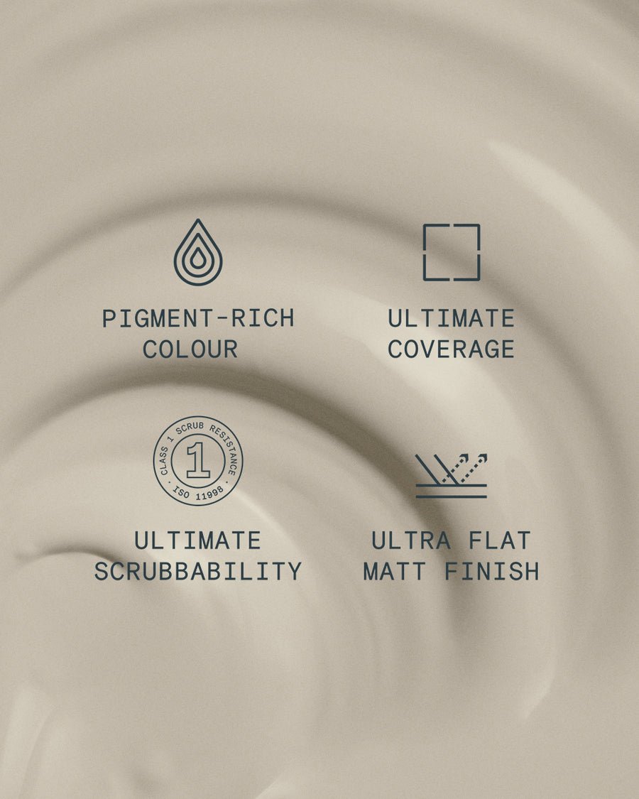 Supreme paint is ultra flat matt and pigment rich with ultimate coverage and scrubbability