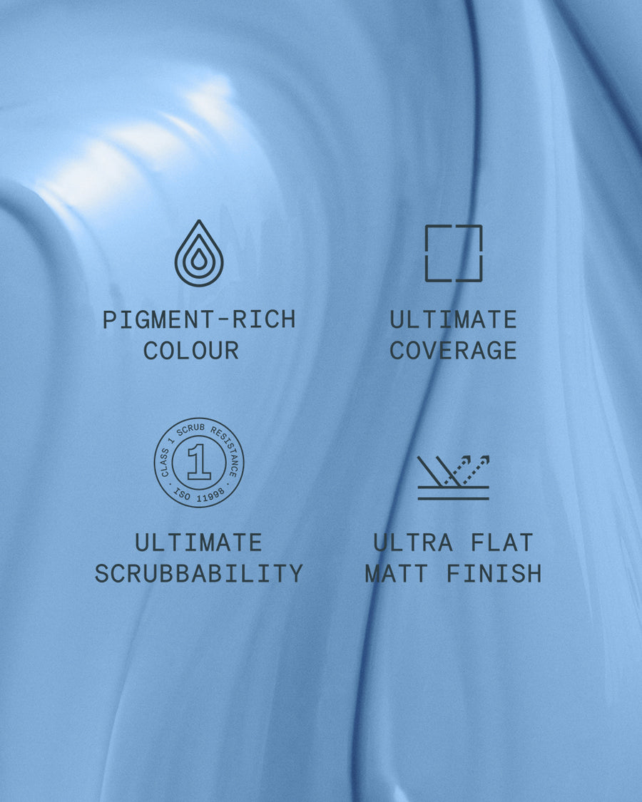 Supreme paint is ultra flat matt and pigment rich with ultimate coverage and scrubbability
