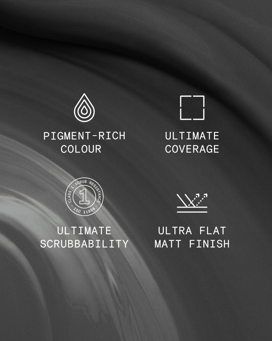 Supreme paint is ultra flat matt and pigment rich with ultimate coverage and scrubbability