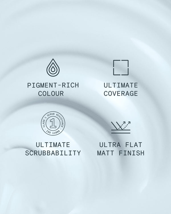 Supreme paint is ultra flat matt and pigment rich with ultimate coverage and scrubbability