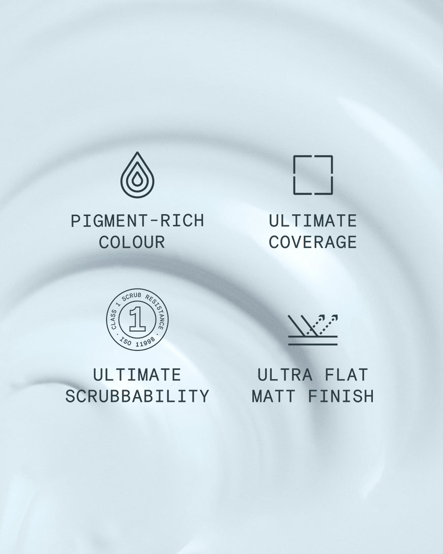 Supreme paint is ultra flat matt and pigment rich with ultimate coverage and scrubbability