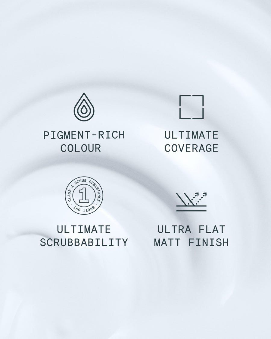 Supreme paint is ultra flat matt and pigment rich with ultimate coverage and scrubbability
