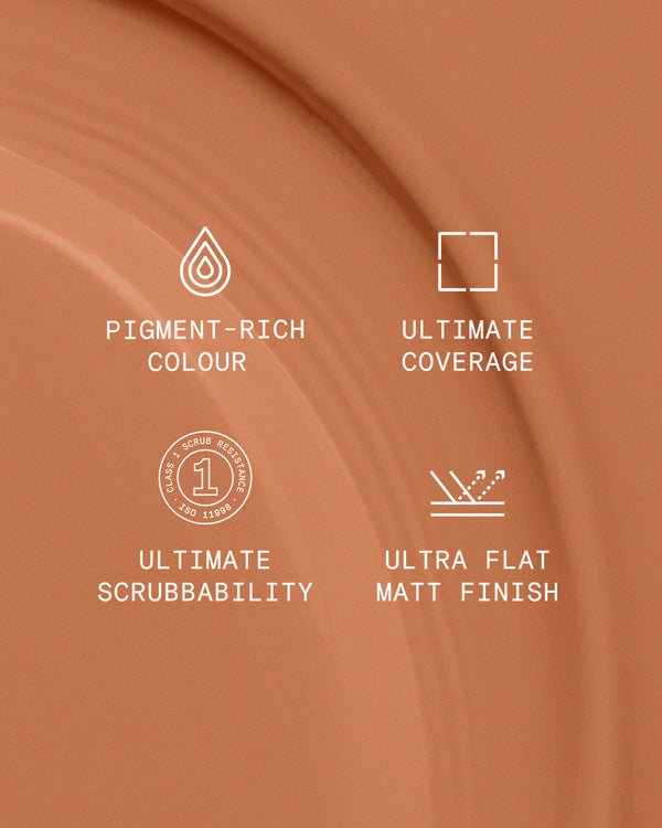 Supreme paint is ultra flat matt and pigment rich with ultimate coverage and scrubbability