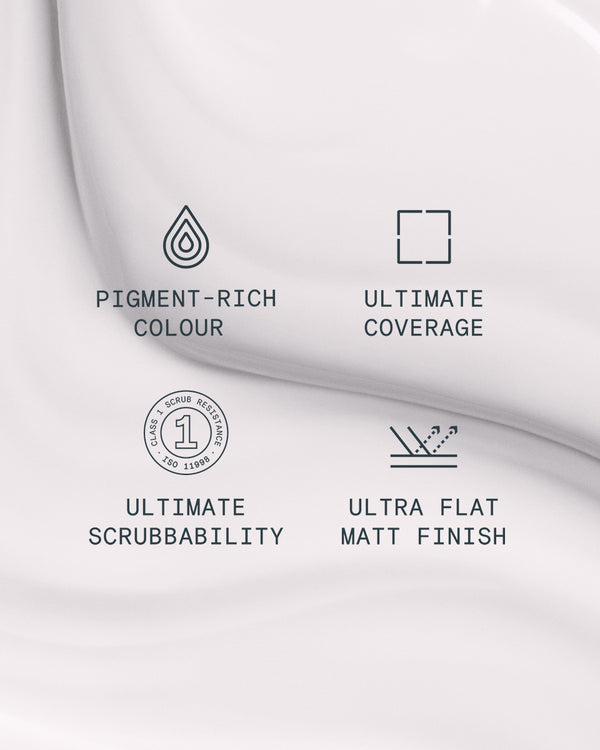 Supreme paint is ultra flat matt and pigment rich with ultimate coverage and scrubbability