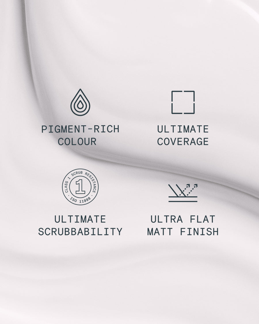 Supreme paint is ultra flat matt and pigment rich with ultimate coverage and scrubbability