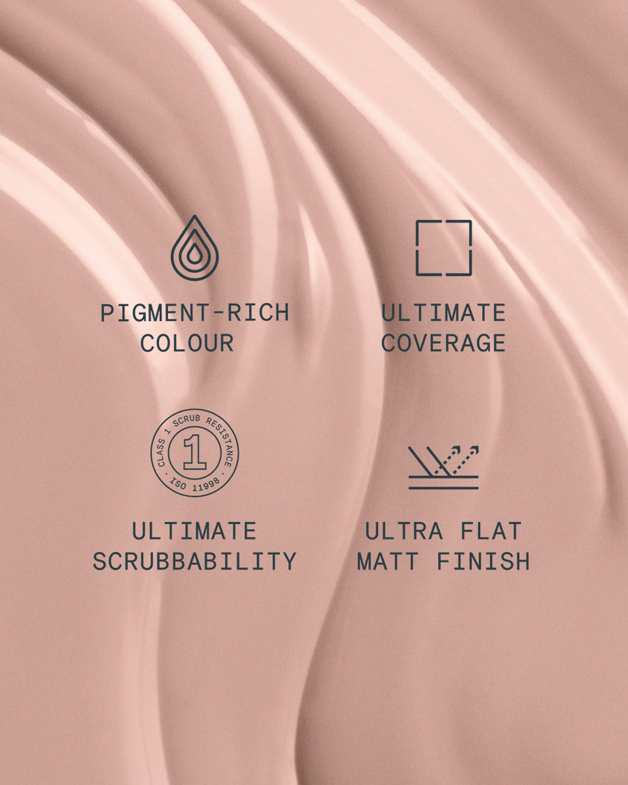 Supreme paint is ultra flat matt and pigment rich with ultimate coverage and scrubbability