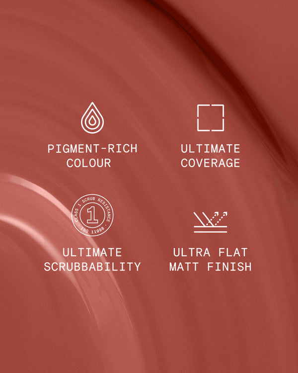 Supreme paint is ultra flat matt and pigment rich with ultimate coverage and scrubbability