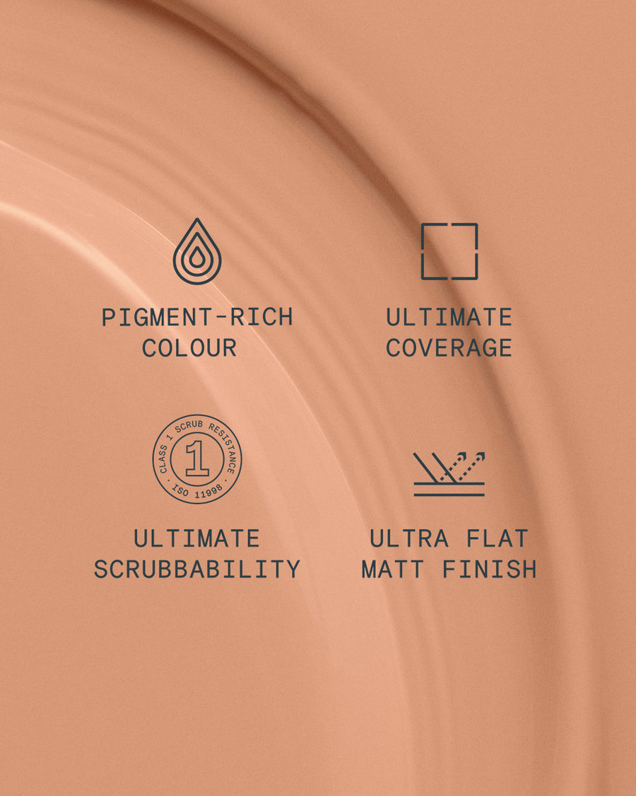 Supreme paint is ultra flat matt and pigment rich with ultimate coverage and scrubbability