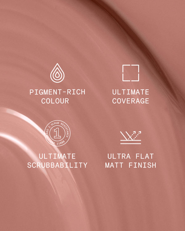 Supreme paint is ultra flat matt and pigment rich with ultimate coverage and scrubbability