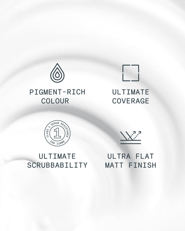 Supreme paint is ultra flat matt and pigment rich with ultimate coverage and scrubbability
