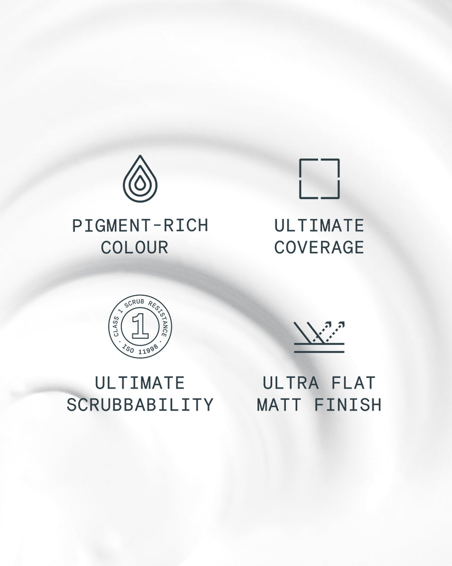 Supreme paint is ultra flat matt and pigment rich with ultimate coverage and scrubbability