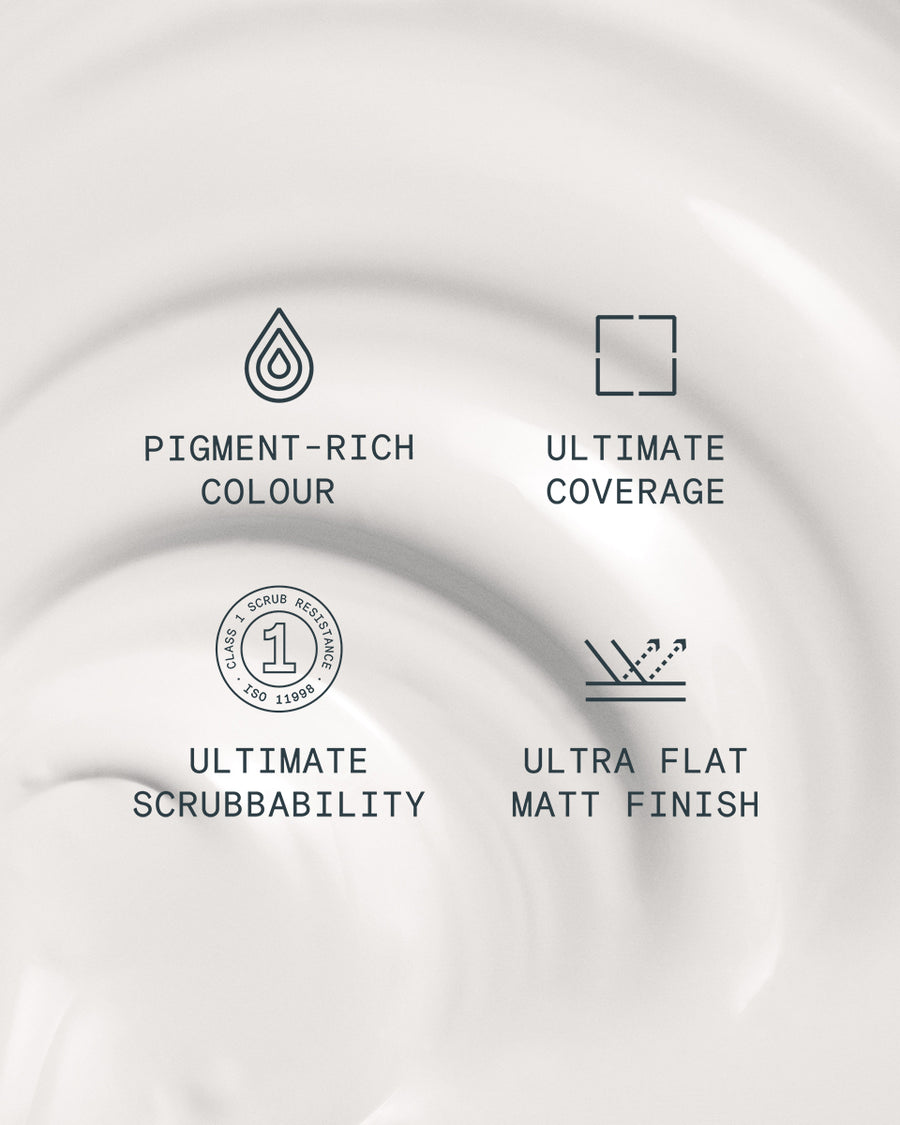 Supreme paint is ultra flat matt and pigment rich with ultimate coverage and scrubbability