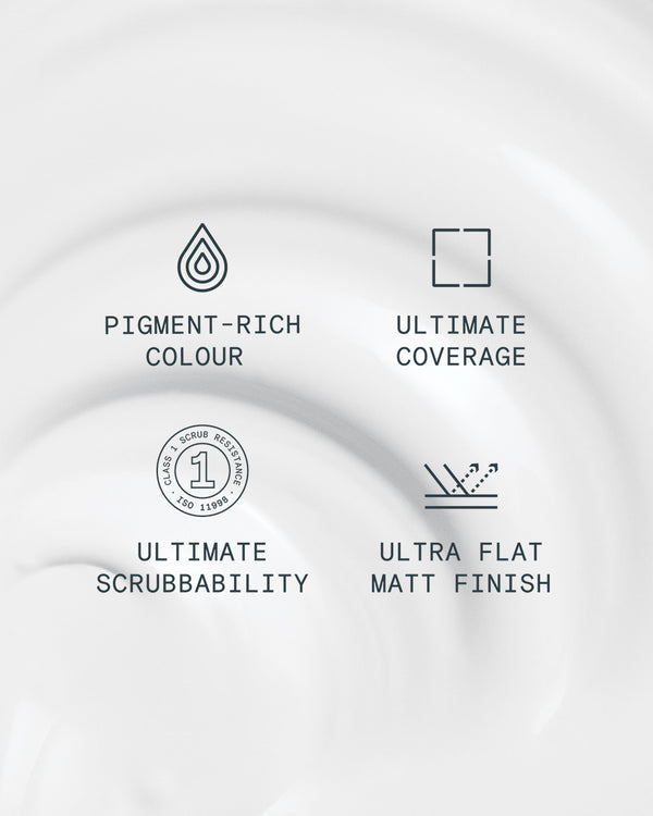 Supreme paint is ultra flat matt and pigment rich with ultimate coverage and scrubbability