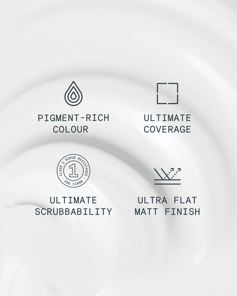 Supreme paint is ultra flat matt and pigment rich with ultimate coverage and scrubbability