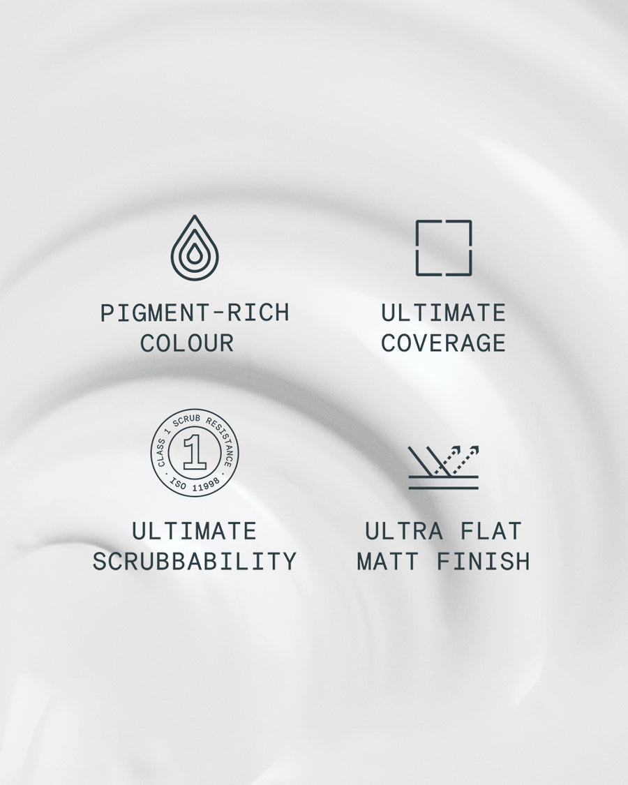 Supreme paint is ultra flat matt and pigment rich with ultimate coverage and scrubbability