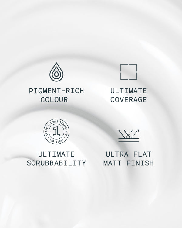 Supreme paint is ultra flat matt and pigment rich with ultimate coverage and scrubbability