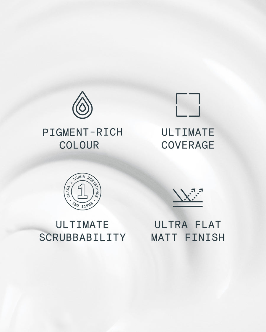 Supreme paint is ultra flat matt and pigment rich with ultimate coverage and scrubbability