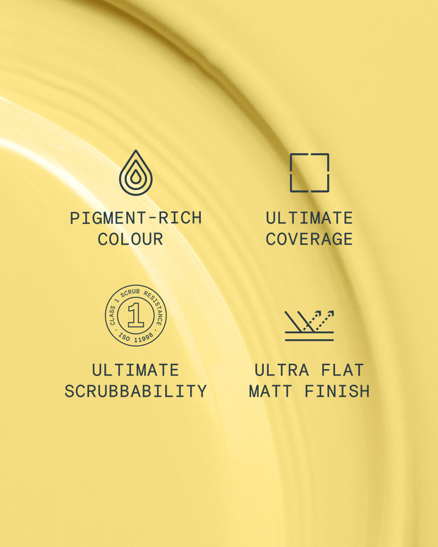 Supreme paint is ultra flat matt and pigment rich with ultimate coverage and scrubbability